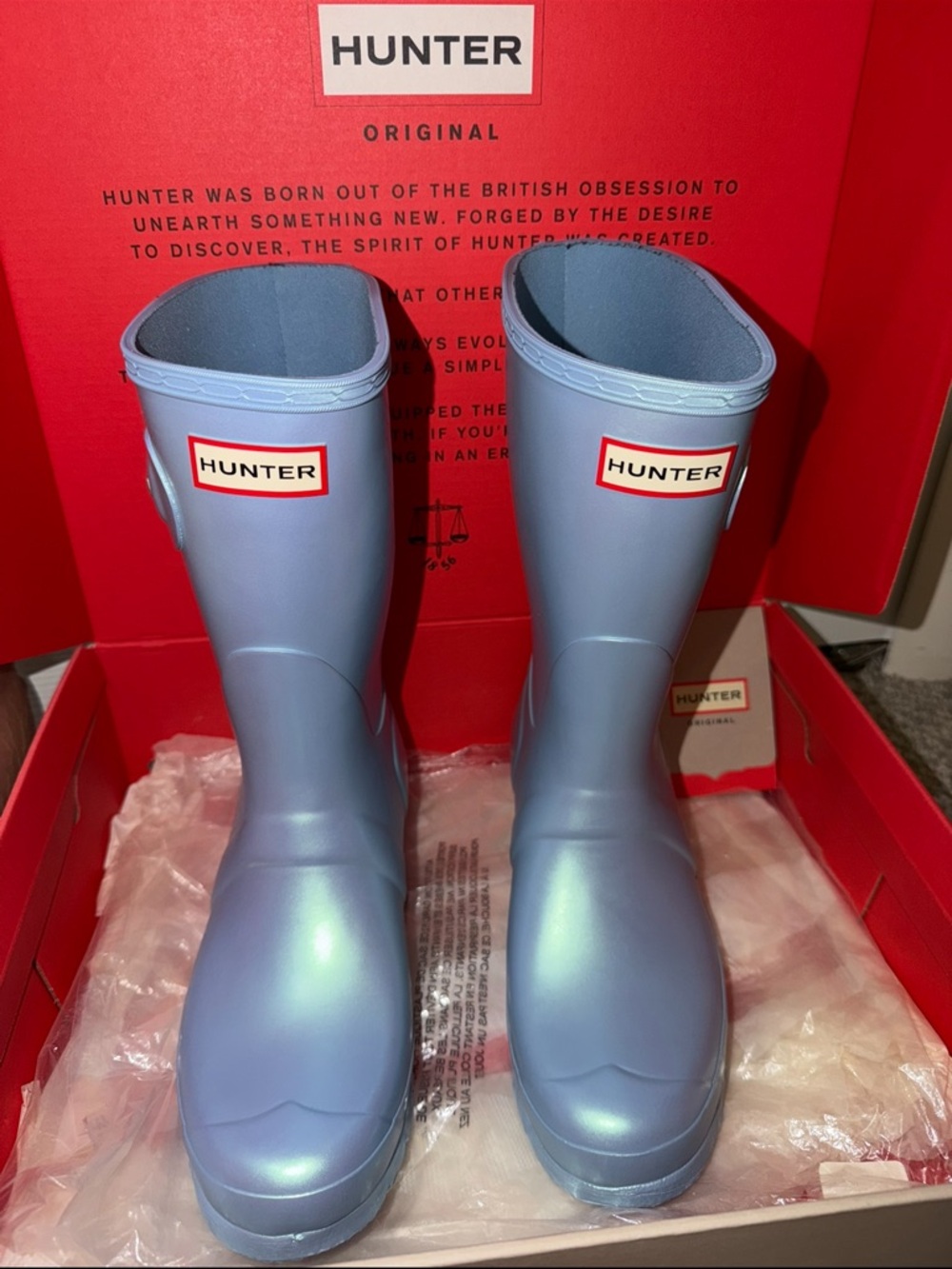 Hunter Nebula Original Rain Boots Women’s Blue Thistle - Picture 2 of 9